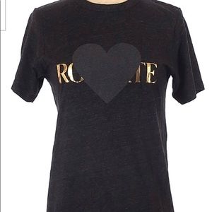 RODARTE CHARCOAL BLACK GRAPHIC HEART T-SHIRT XS